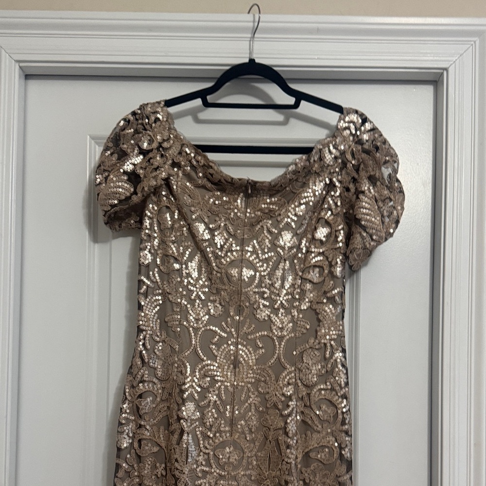 Tadashi Shoji Gold Lace Wedding Dress - Picture 10 of 16